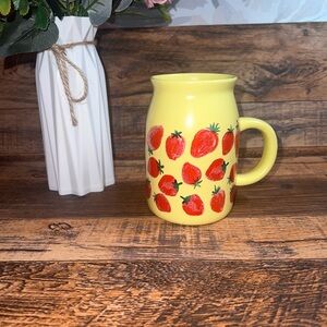 Strawberry Patterned Yellow Mug 14oz